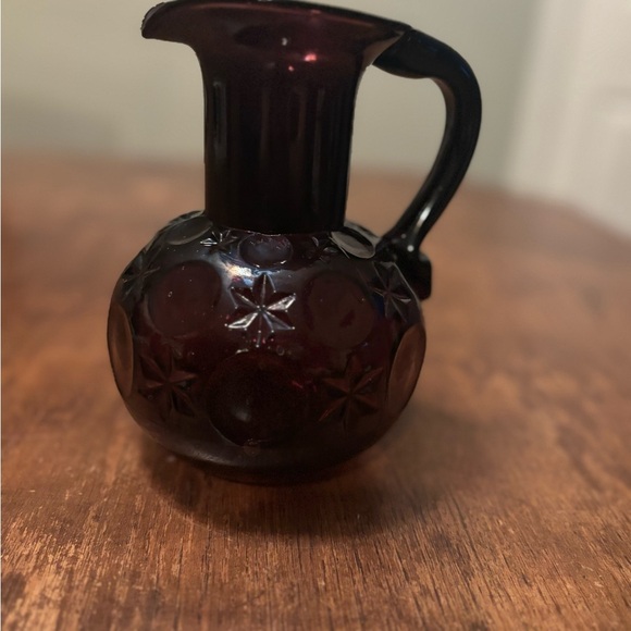 Clevenger Brothers Purple Glass Pitcher with Star and Moon Design - Picture 2 of 5